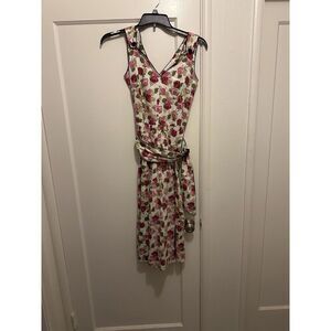 Dick & Jayne Dress Floral S Roses Midi Cotton Cottage Core Picnic Valentines